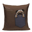 Axyaa Pug Dog Square Cushion Cover 45x45cm Home Decor
