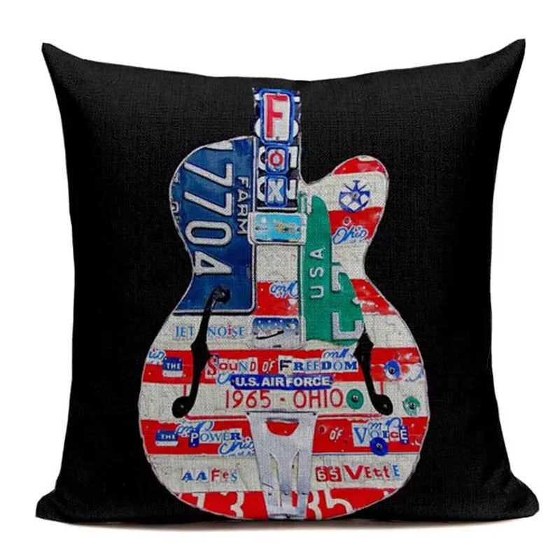 Axyaa Music Series High Quality Cotton Linen Cushion Cover Pillow Case