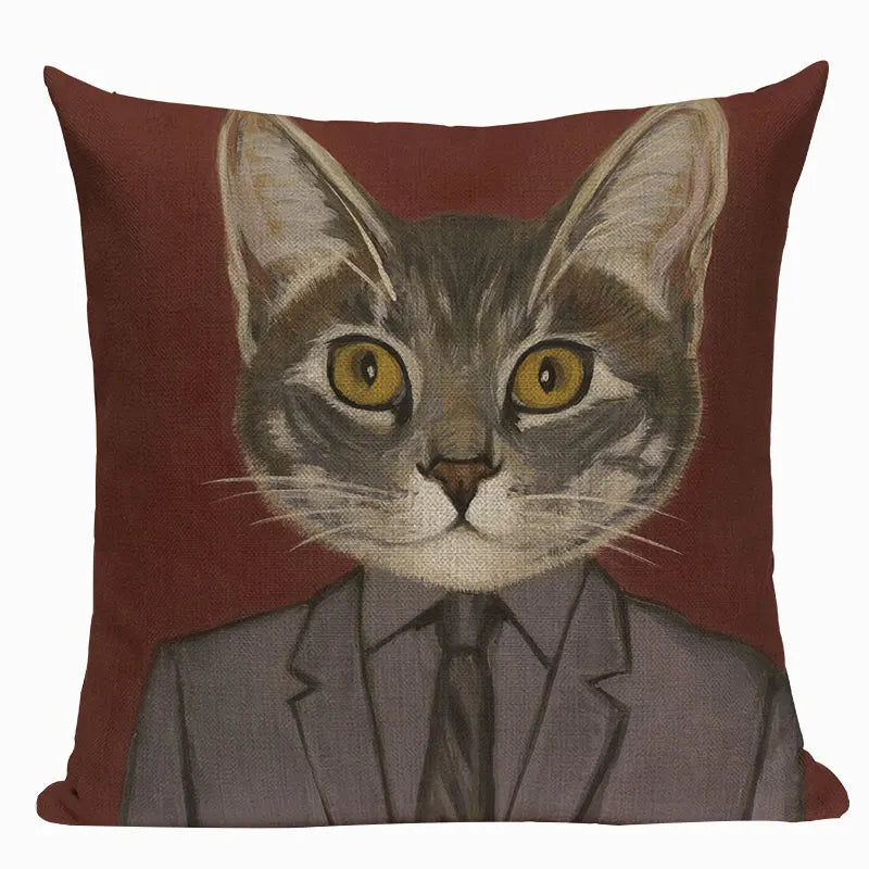 Axyaa Meow Star Cat Cushion Cover 45x45cm - Cute Cartoon Animal Design