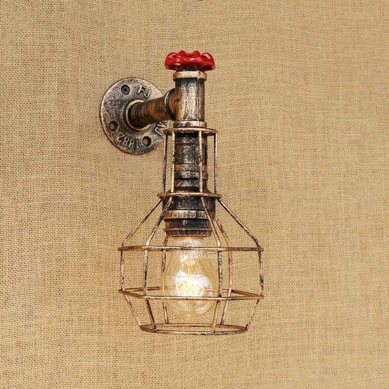 Axyaa Retro Iron Wall Lamp for Bedroom Study Stair Bar Restaurant Cafe Sconce