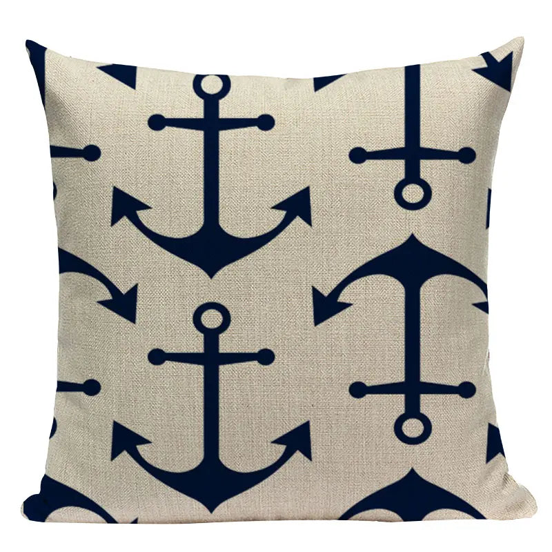 Nautical Anchor Throw Pillow Cover - Axyaa Branded Home Decor Collection