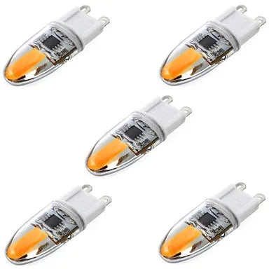 Axyaa 5pcs 2W LED G9 Bulb 220V COB 160LM Chandelier Lights Replace Halogen
