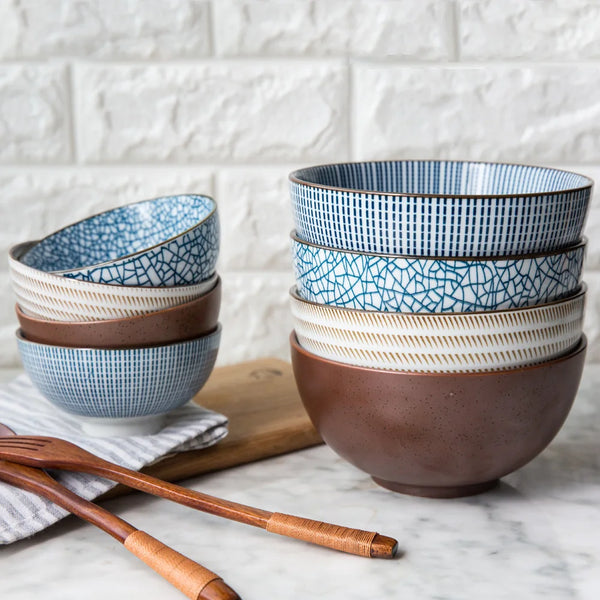 Axya Japanese Ceramic Bowls Set with Spoon and Teacup