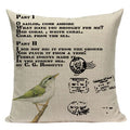 Axyaa Retro Bird Text Flower Cotton Linen Cushion Cover