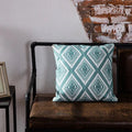Axyaa Blue Geometric Embroidered Cotton Cushion Cover - 45x45cm