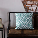 Axyaa Blue Geometric Embroidered Cotton Cushion Cover - 45x45cm
