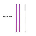 Axyaa Stainless Steel Colorful Bent Straws Set with Cleaner Brush