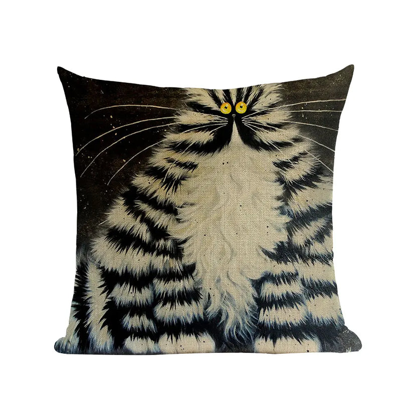 Square Cat Pillow Covers by Axyaa: Cute Cartoon Print Sofa Throw Pillow Cover