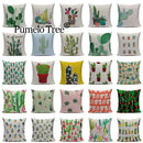 Axyaa Yellow Cactus Watercolor Cushion Cover Farmhouse Decor Pillowcase