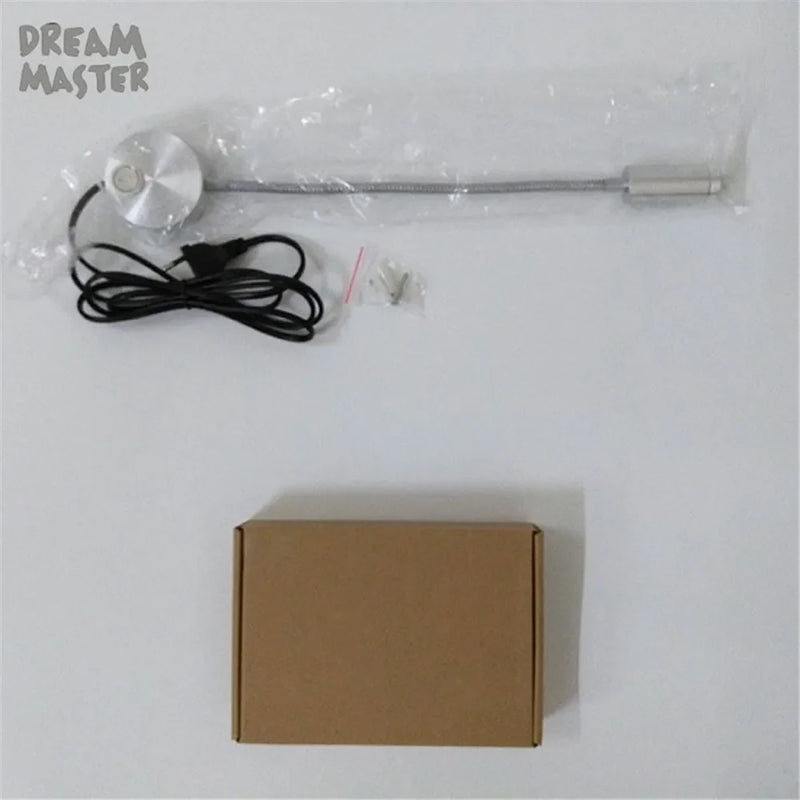 Axyaa Silver Wall Lamp: Flexible Hose LED Modern Light with Switch - 3W Warm White