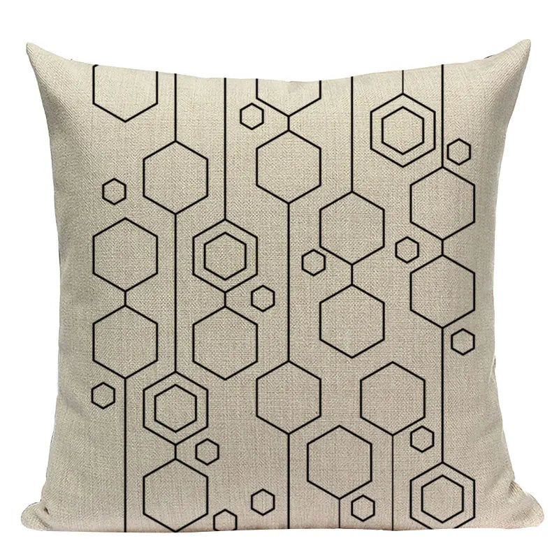 Axyaa Farmhouse Geometric Cushion Covers in Green and White
