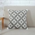 Axyaa Grey Pink Geometric Embroidered Cotton Cushion Cover 45x45cm