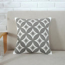 Axyaa Grey Pink Geometric Embroidered Cotton Cushion Cover 45x45cm