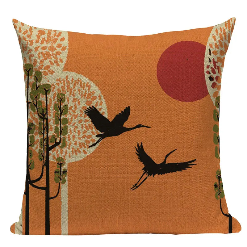 Axyaa Ukiyo Style Fuji Mountain Throw Pillow Cover
