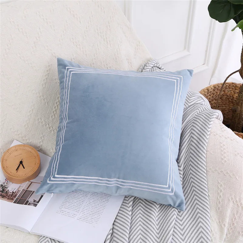 Axyaa Velvet Embroidery Cushion Cover | Home Decor Pillow Case 45x45cm