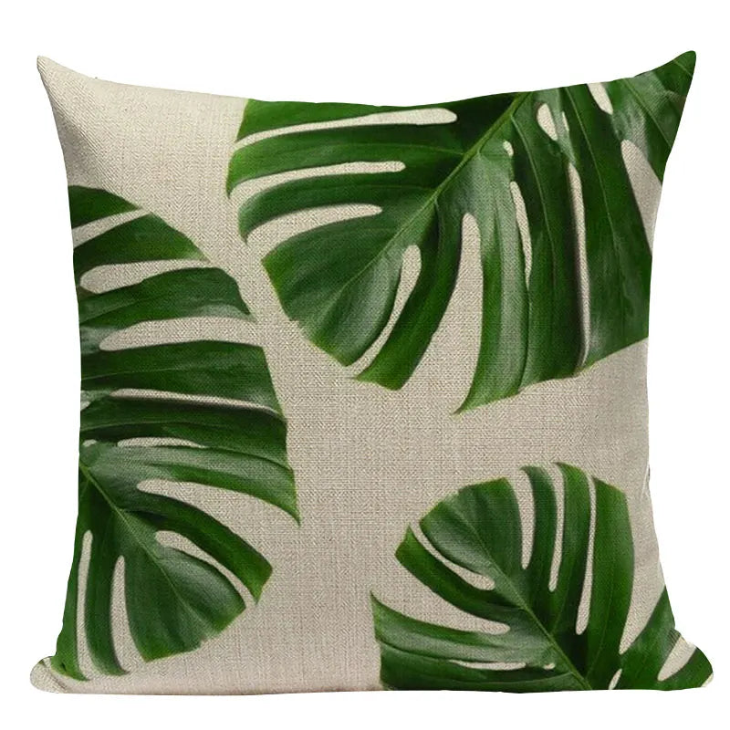 Axyaa Tropical Leaves Pillowcases - Rainforest Style Plant Cushion Covers