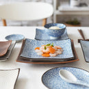 Axya Blue & White Ceramic Square Dinner Plate Set