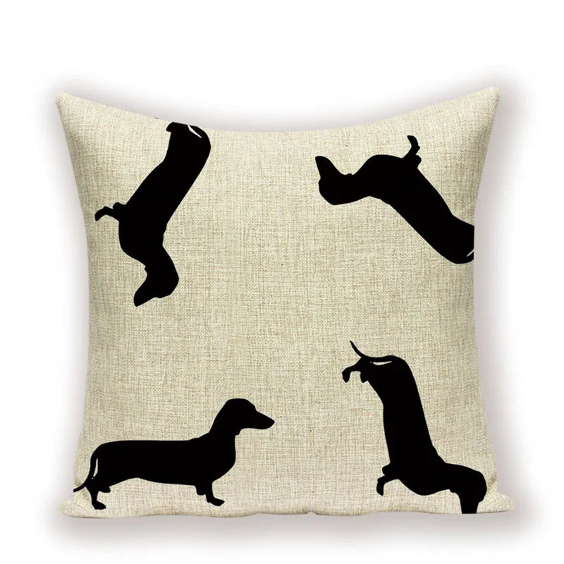 Dachshund Linen Pillow Cover for Sofa Decor Axyaa Home Decorative Cushion Case