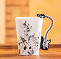 Axyaa Violin Guitar Ceramic Music Mug, Creative Stave Cup with Handle