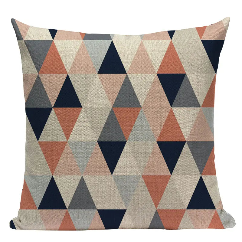 Axyaa Striped Geometric Cushion Cover 45x45cm in Black, Blue