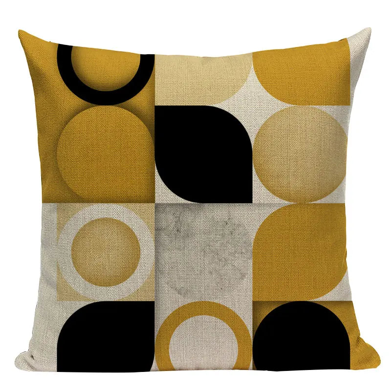 Nordic Geometric Deer Cushion Cover - Axyaa Yellow Heart Throw Pillow Case