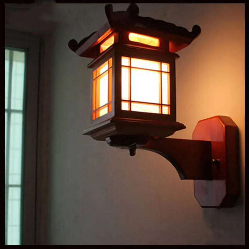Axyaa Retro Wood Wall Lamp Sconce e27 Vintage Light Fixture