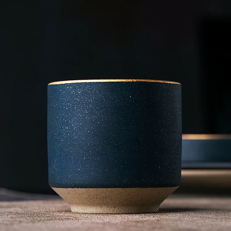 Axya Green Marble Ceramic Wine Tea Cup Gold Accent 250ml