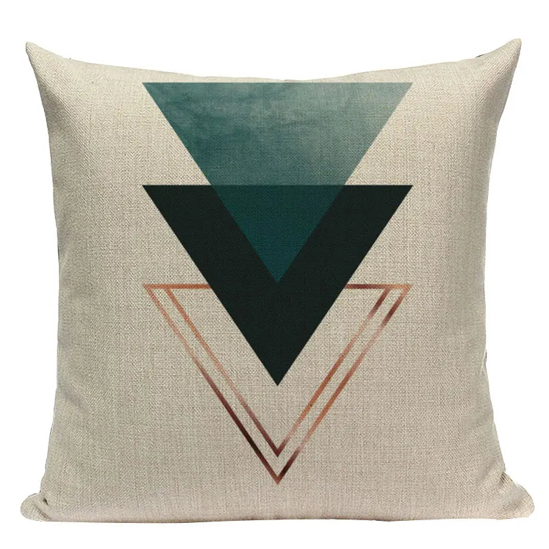 Axyaa Farmhouse Geometric Cushion Covers in Green and White