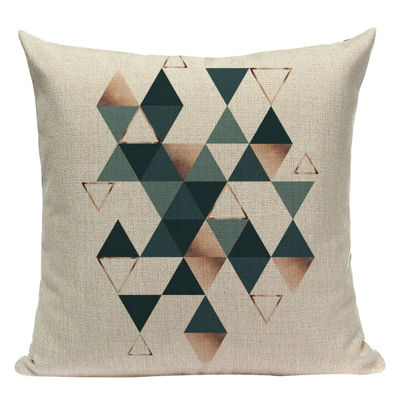 Axyaa Farmhouse Geometric Cushion Covers in Green and White