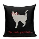 Axyaa Hand Painted Cat Eyes Linen Pillow Cover, Nordic Style, Black White Pattern