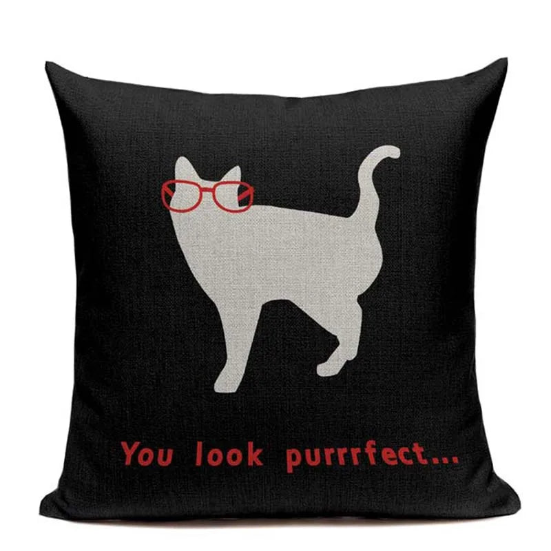 Axyaa Hand Painted Cat Eyes Linen Pillow Cover, Nordic Style, Black White Pattern