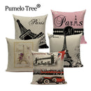 Axyaa London Bridge Paris Eiffel Tower Decorative Printed Throw Pillows