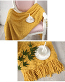 Axyaa Knitted Throw Blanket Grey Yellow Black, Diamond Acrylic 130x170cm