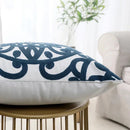 Axyaa Navy Blue Gray Black Floral Embroidered Cotton Pillow Cover 45x45cm