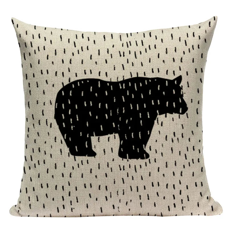 Geometric Meditation Decorative Throw Pillow Cover Axyaa Black White Linen Square Case