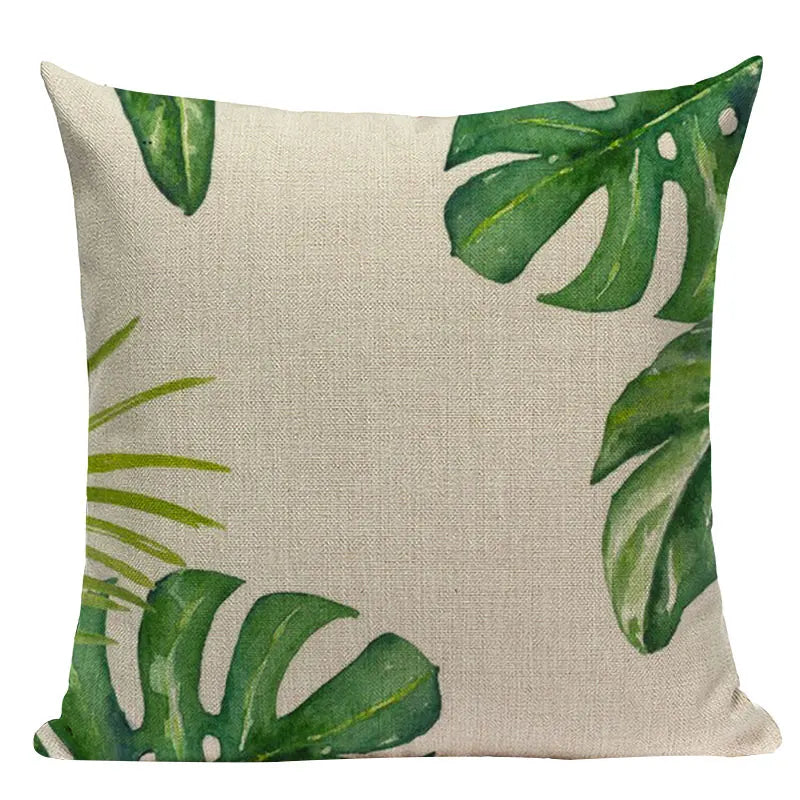 Axyaa Tropical Leaves Pillowcases - Rainforest Style Plant Cushion Covers