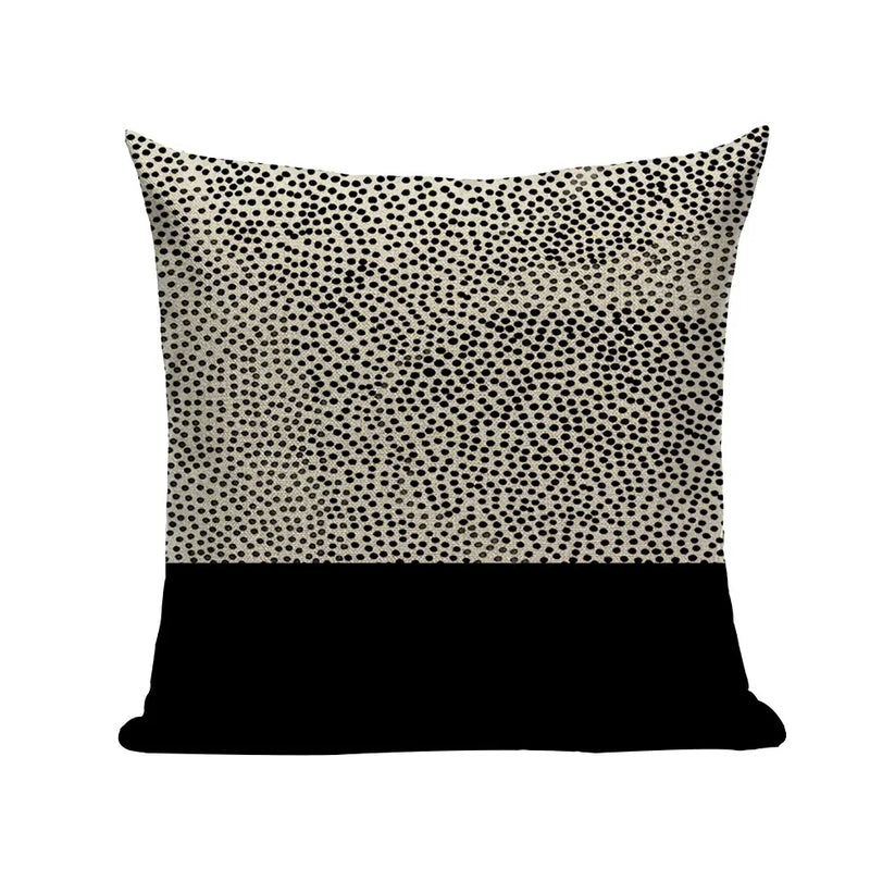 Axyaa Geometric Wave Dots Line Spring Cushion Cover - Black White - Custom Home Decor Pillow Cover