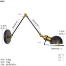 Axyaa Adjustable Swing Arm Wall Lamp Sconce, Vintage Loft Bedroom Lighting
