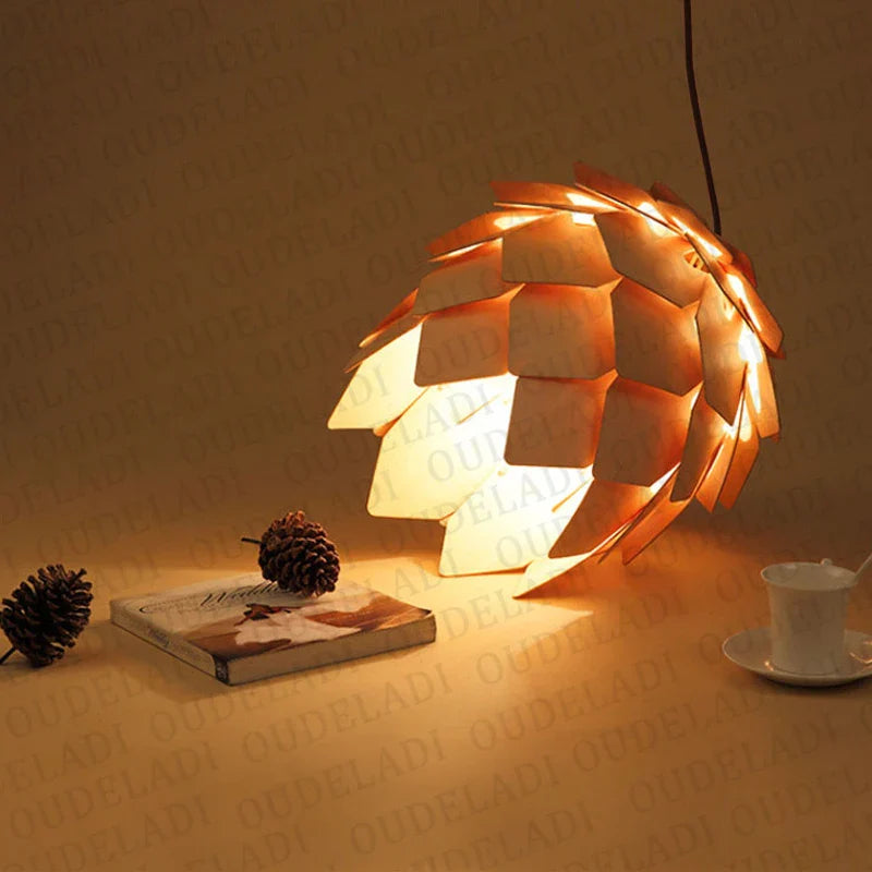 Axya Oak Pine Cone Pendant Lights Handmade Smart Puzzle Fixtures for Modern Art