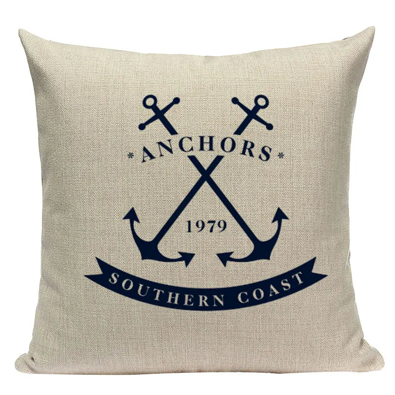 Nautical Anchor Throw Pillow Cover - Axyaa Branded Home Decor Collection