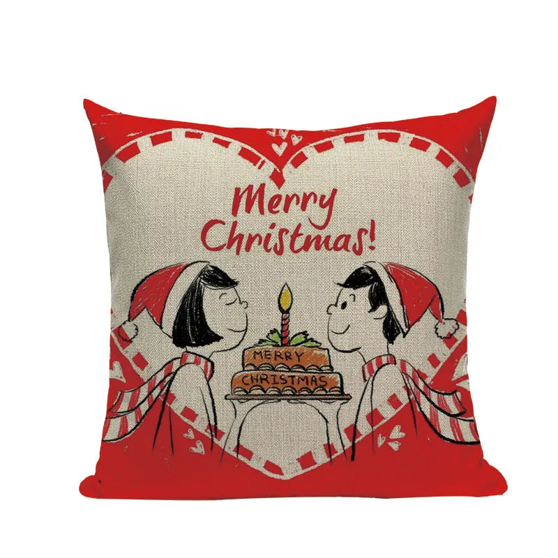 Axyaa Christmas Cushion Cover: Festive Square Pillow Case for Home Xmas Ambience