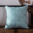 Axyaa Blue Geometric Embroidered Cotton Cushion Cover - 45x45cm