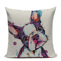 Animal Dog Cushion Cover French Bulldog Pug Pillowcase Woven Linen Decor Home Axyaa