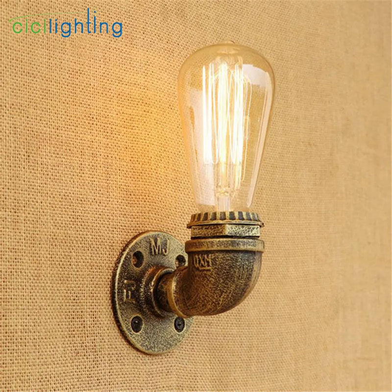Axyaa Steampunk Loft Pipe Wall Lamp in Black Brown Bronze Silver - Pipe Wall Lighting