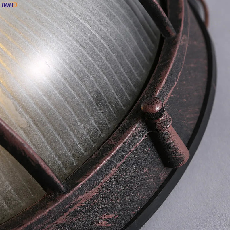 Axyaa Round LED Ceiling Light Fixture Vintage Retro Country Style