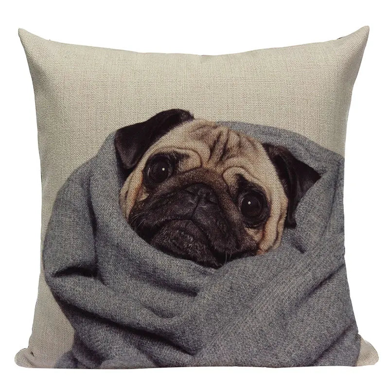 Axyaa Pug Animal Decor Cushion Cover Home Decorative Pillow 45x45cm