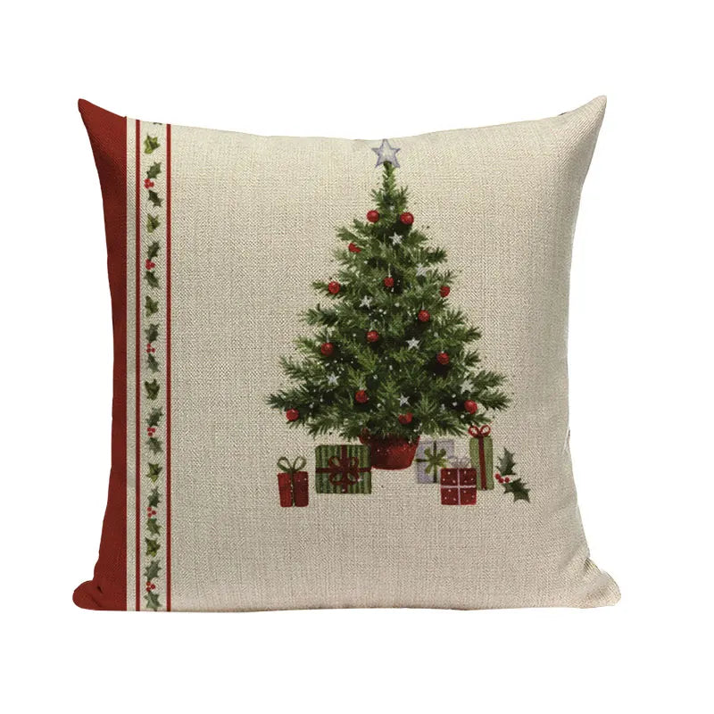 Axyaa Christmas Santa Claus Cushion Cover 45X45cm Deer Pillow Cases Kids Gift