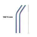 Axyaa Stainless Steel Colorful Bent Straws Set with Cleaner Brush
