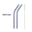 Axyaa Stainless Steel Colorful Bent Straws Set with Cleaner Brush