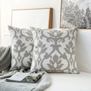 Axyaa Grey Geometric Embroidered Cotton Canvas Pillow Cover 45x45cm